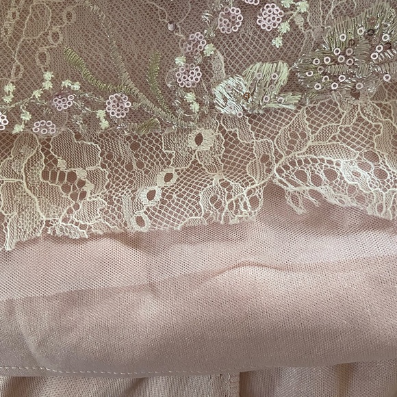 Mac Duggal Size 10 Blush Pink Beaded Floral Lace Midi Dress NWT Formal Cocktail - Picture 14 of 15